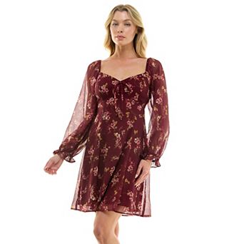 Juniors' Lily Rose Long Sleeve Molded Cup Dress