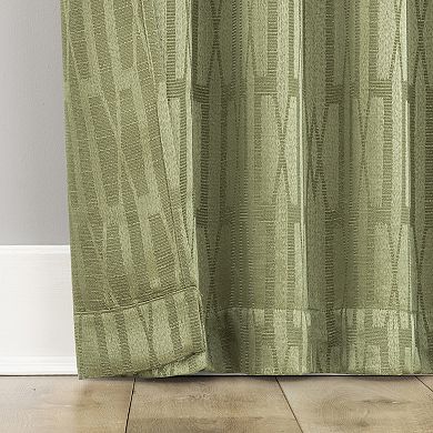 No. 918 Dover Tonal Geometric Semi-Sheer Back Tab Single Window Curtain Panel
