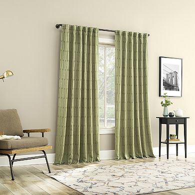 No. 918 Dover Tonal Geometric Semi-Sheer Back Tab Single Window Curtain Panel