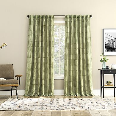 No. 918 Dover Tonal Geometric Semi-Sheer Back Tab Single Window Curtain Panel