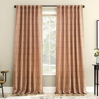 No. 918 Dover Tonal Geometric Semi-Sheer Back Tab Single Window Curtain Panel