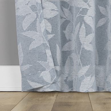 No. 918 Nadia Textured Botanical Semi-Sheer Grommet Single Window Curtain Panel