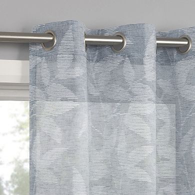 No. 918 Nadia Textured Botanical Semi-Sheer Grommet Single Window Curtain Panel