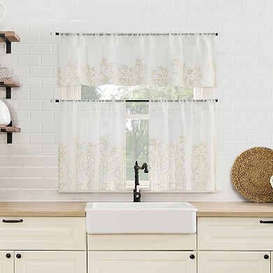 No. 918 Madeira Embroidered Floral Sheer Rod Pocket Single Window Curtain Panel