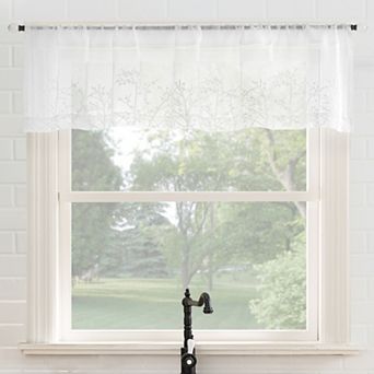No. 918 Madeira Embroidered Floral Sheer Rod Pocket Single Window Curtain Panel