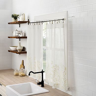 No. 918 Madeira 2-Pack Embroidered Floral Sheer Rod Pocket Window Curtain Panels