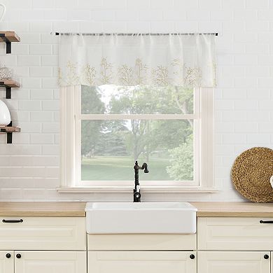 No. 918 Madeira 2-Pack Embroidered Floral Sheer Rod Pocket Window Curtain Panels