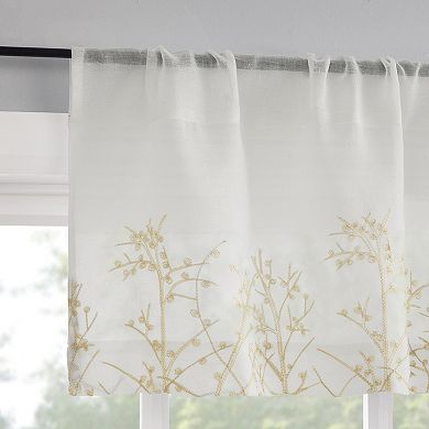 No. 918 Madeira 2-Pack Embroidered Floral Sheer Rod Pocket Window Curtain Panels
