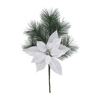 St. Nicholas Square® Artifical Pine & White Poinsettia Arrangement Pick Decoration
