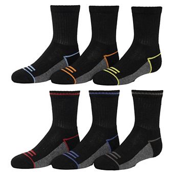 Boys Tek Gear® 1/2 Cushioned 6-Pack Performance Crew Socks