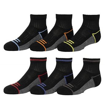 Boys Tek Gear® 1/2 Cushioned 6-Pack Performance Quarter Socks
