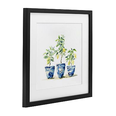 Stupell Home Decor Lemons In Blue Pots Framed Wall Art