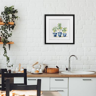 Stupell Home Decor Lemons In Blue Pots Framed Wall Art
