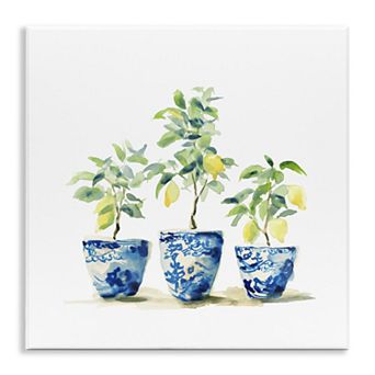 Stupell Home Decor Lemons In Blue Pots Framed Wall Art
