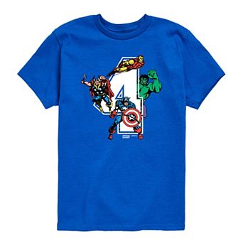 Toddler Boy Marvel The Avengers Age 4 Birthday Graphic Tee