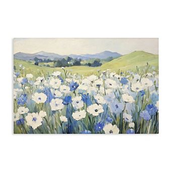Stupell Home Decor Blue & White Daisies Canvas Wall Art