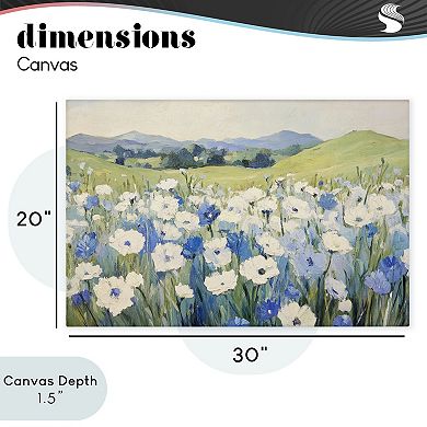 Stupell Home Decor Blue & White Daisies Canvas Wall Art