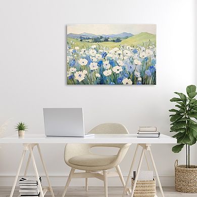Stupell Home Decor Blue & White Daisies Canvas Wall Art