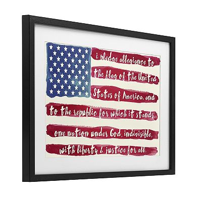 Stupell Home Decor Pledge Of Allegiance Flag Stripes Framed Wall Art
