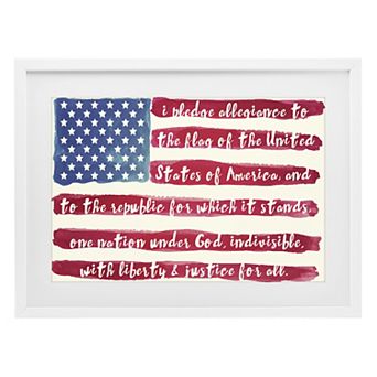 Stupell Home Decor Pledge Of Allegiance Flag Stripes Framed Wall Art