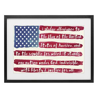 Stupell Home Decor Pledge Of Allegiance Flag Stripes Framed Wall Art