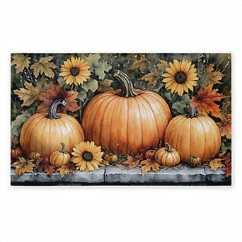 Stupell Home Decor Autumn Pumpkins on Ledge Doormat