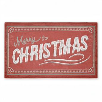 Stupell Home Decor Red Vintage Merry Christmas Doormat