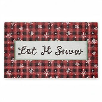 Stupell Home Decor Let It Snow Red Plaid Doormat