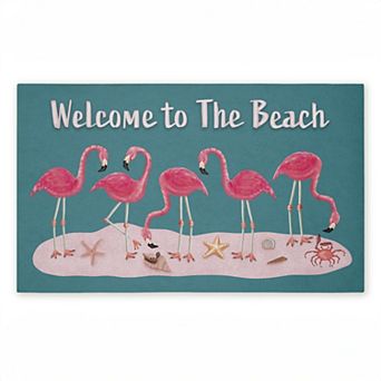 Stupell Home Decor Flamingo Beach Greetings Doormat