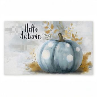 Stupell Home Decor Hello Autumn Blue Pumpkin Doormat