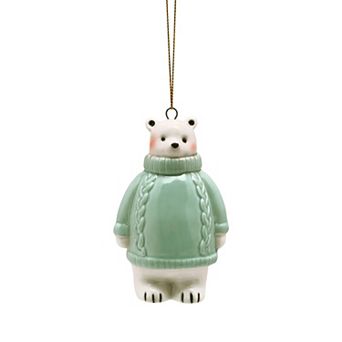 St. Nicholas Square® Ceramic Polar Bear in Sweater Christmas Ornament