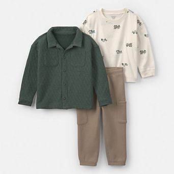 Toddler Boy Carter’s 3 pc Truck Fleece Shirt, Long Sleeve Tee & Pants Set