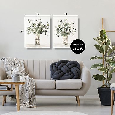 Stupell Home Decor Eucalyptus Herb Vases 2-Piece Canvas Wall Art Set