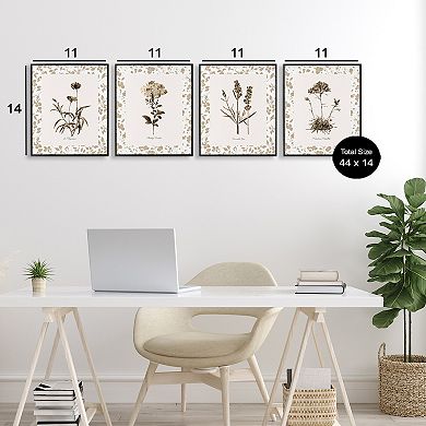 Stupell Home Decor Neutral Imperial Flower Studies 4-Piece Framed Canvas Wall Art Set