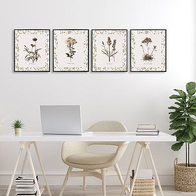 Stupell Home Decor Neutral Imperial Flower Studies 4-Piece Framed Canvas Wall Art Set