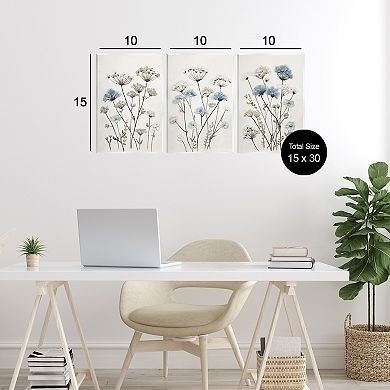 Stupell Home Decor Neutral & Blue Floral 3-Piece Canvas Wall Art Set