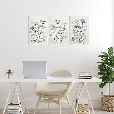 Stupell Home Decor Neutral & Blue Floral 3-Piece Canvas Wall Art Set