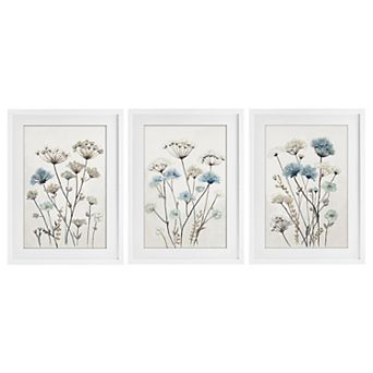 Stupell Home Decor Neutral & Blue Floral 3 pc Canvas Wall Art Set