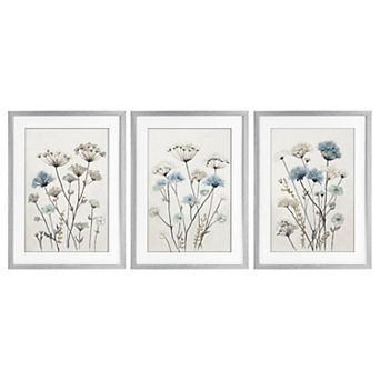 Stupell Home Decor Neutral & Blue Floral 3 pc Canvas Wall Art Set