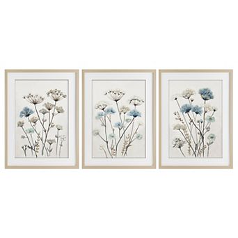 Stupell Home Decor Neutral & Blue Floral 3 pc Canvas Wall Art Set