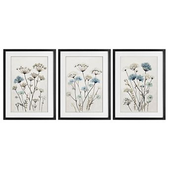 Stupell Home Decor Neutral & Blue Floral 3 pc Canvas Wall Art Set