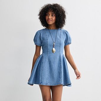 Juniors' Tinseltown Bow Tie Short Sleeve Dress