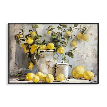 Stupell Home Decor Lemons & Canisters Still Life Framed Canvas Wall Art