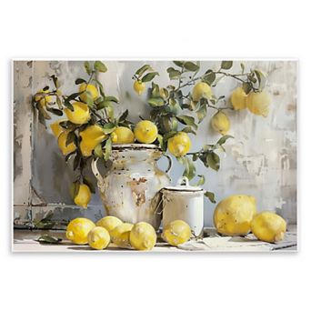 Stupell Home Decor Lemons & Canisters Still Life Framed Canvas Wall Art