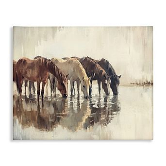 Stupell Home Decor Herd Of Horses Drinking Canvas Wall Art
