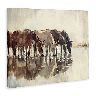 Stupell Home Decor Herd Of Horses Drinking Canvas Wall Art