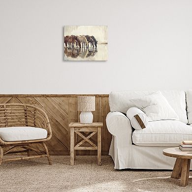 Stupell Home Decor Herd Of Horses Drinking Canvas Wall Art