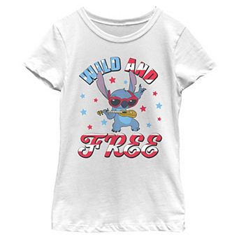Girls 7-16 Disney's Stitch Americana Wild and Free Graphic Tee