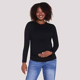 Maternity Motherhood® Long Sleeve Crewneck Tee with Side Ruching