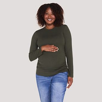 Maternity Motherhood® Long Sleeve Crewneck Tee with Side Ruching